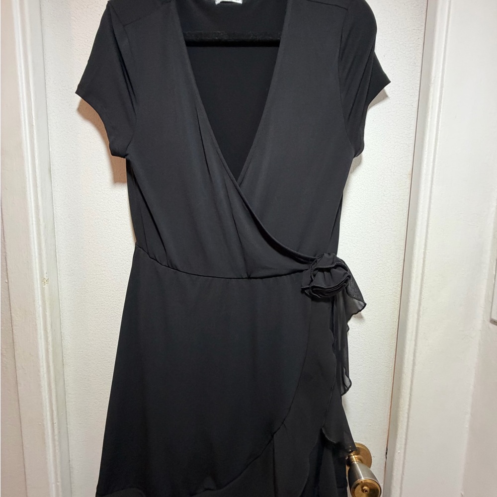 Women's Black Wrap Dress - Unbranded